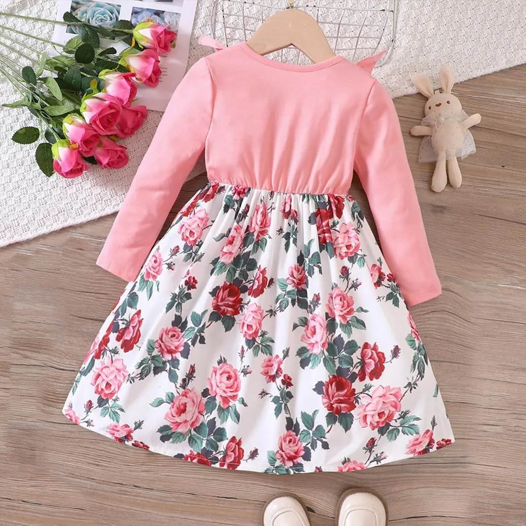 Girls Casual Dress Little Girl Summer Spring Fall Cute Short Sleeve and Long Sleeve Dress Clothes 1-8 Years