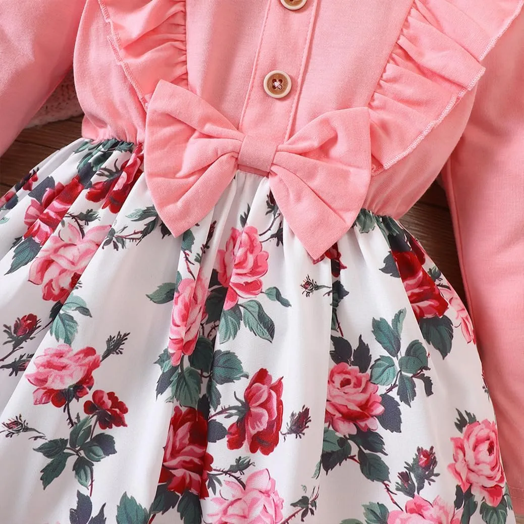 Girls Casual Dress Little Girl Summer Spring Fall Cute Short Sleeve and Long Sleeve Dress Clothes 1-8 Years