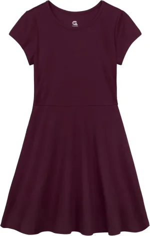 Girls Dress Summer Skater T-Shirt Dress Cotton Toddler Casual Short Sleeve Solid Color Dress for Kids 2-12 Years