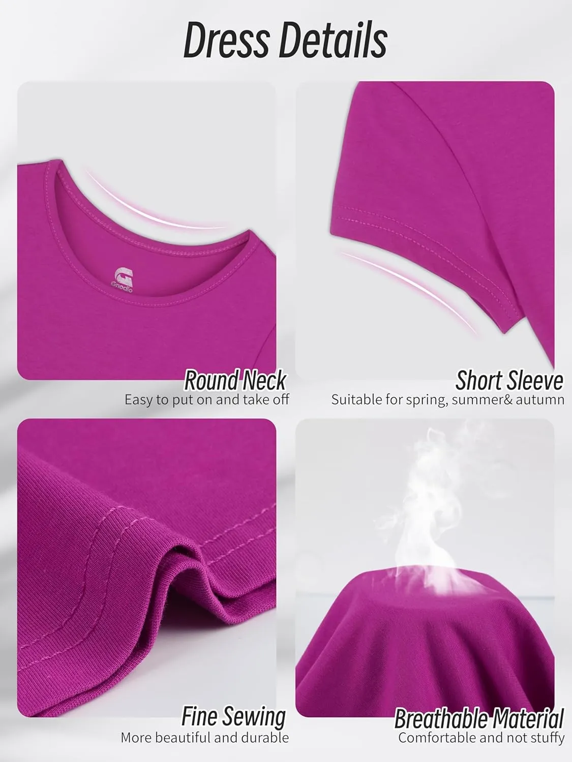 Girls Dress Summer Skater T-Shirt Dress Cotton Toddler Casual Short Sleeve Solid Color Dress for Kids 2-12 Years