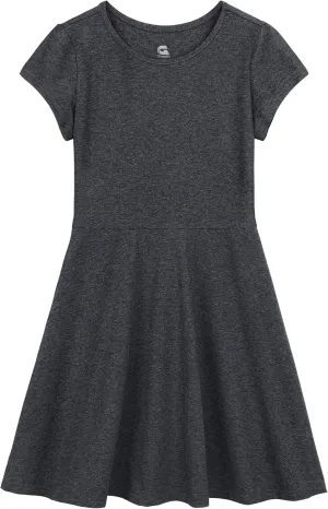 Girls Dress Summer Skater T-Shirt Dress Cotton Toddler Casual Short Sleeve Solid Color Dress for Kids 2-12 Years