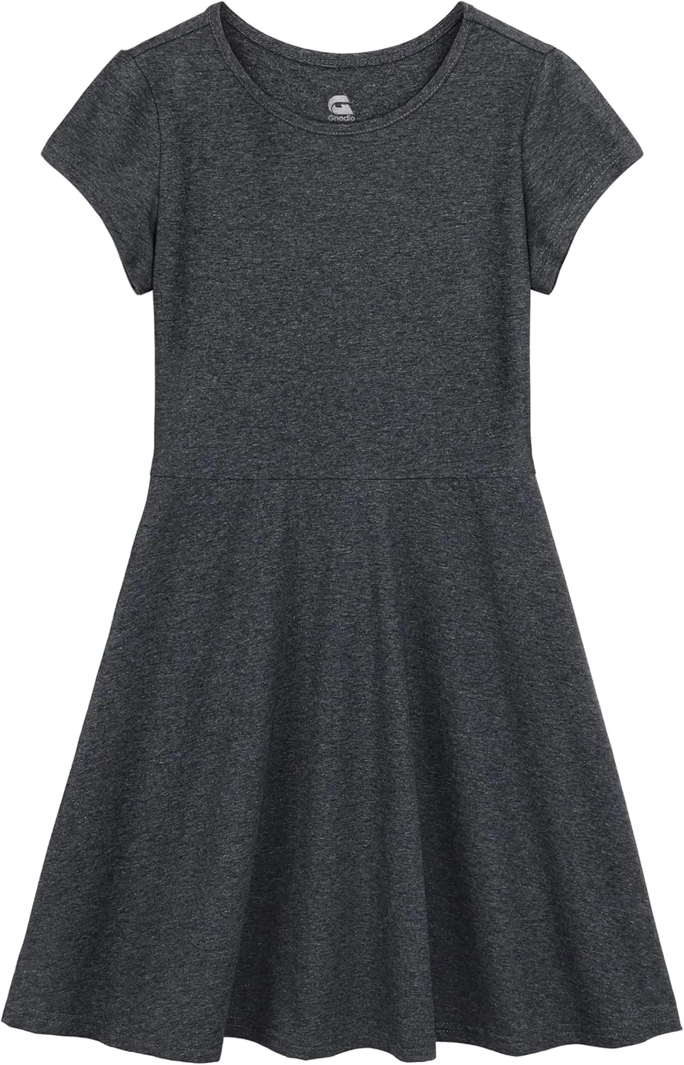 Girls Dress Summer Skater T-Shirt Dress Cotton Toddler Casual Short Sleeve Solid Color Dress for Kids 2-12 Years