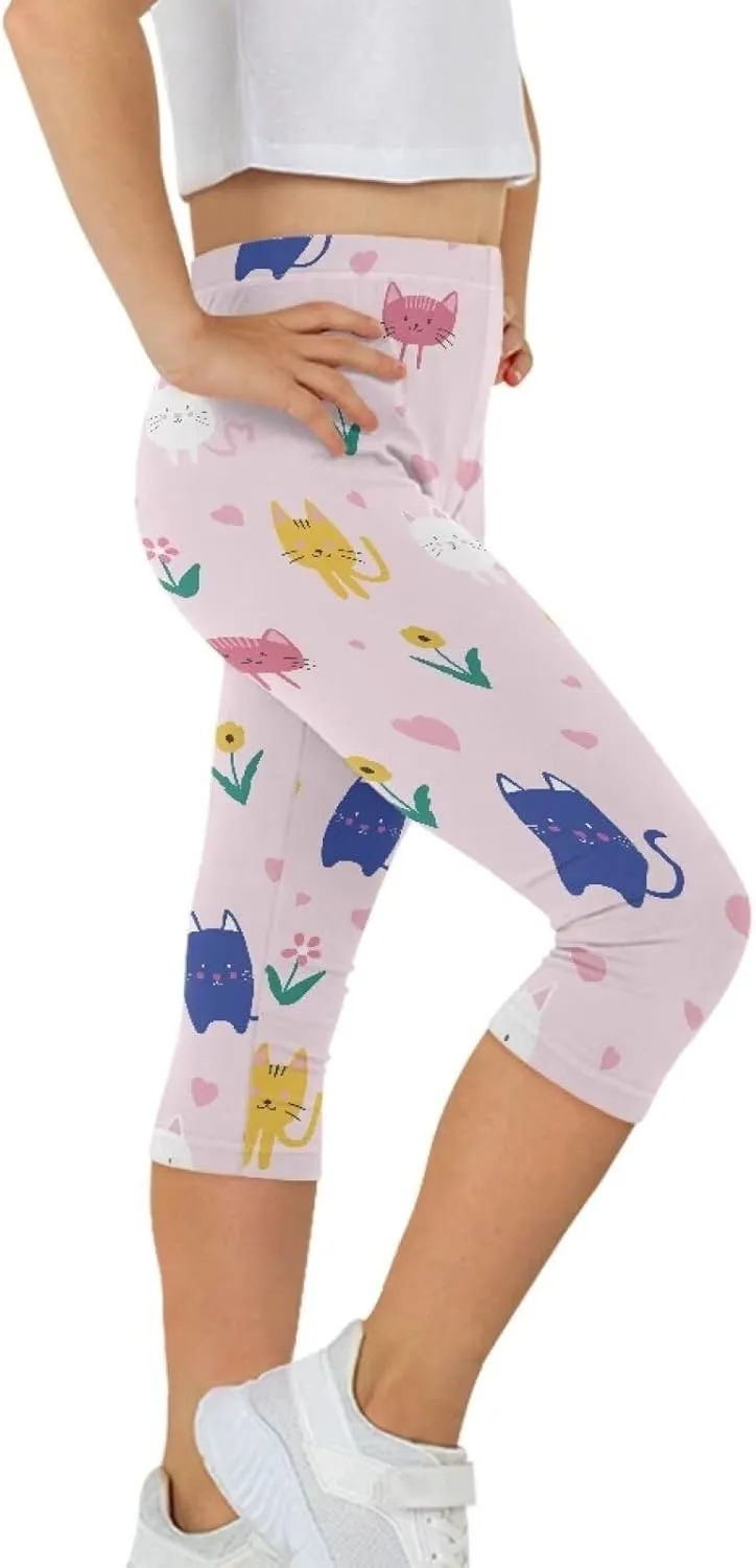 Girls Short Leggings Tummy Control Yoga Leggings