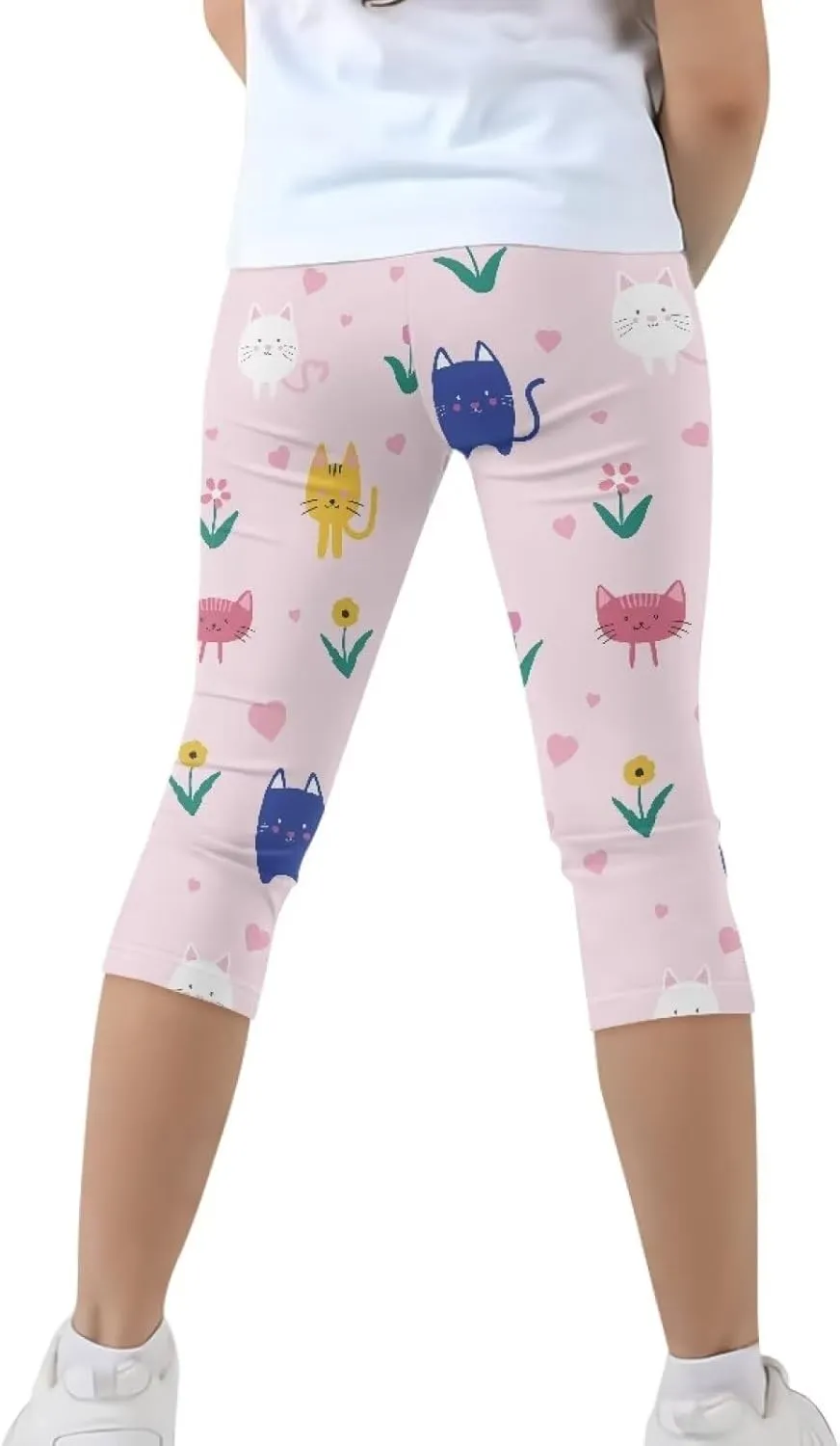 Girls Short Leggings Tummy Control Yoga Leggings