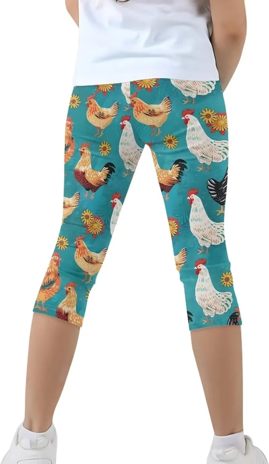 Girls Short Leggings Tummy Control Yoga Leggings