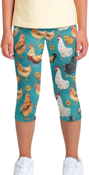 Girls Short Leggings Tummy Control Yoga Leggings
