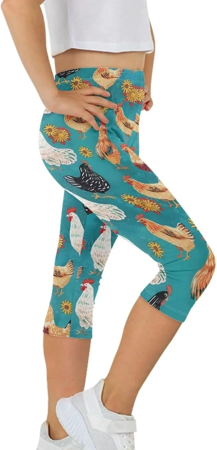 Girls Short Leggings Tummy Control Yoga Leggings