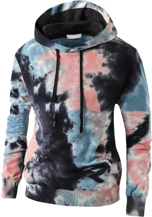 GOFULY Men'S Sweatshirts Tall Fashion Fall Tie Dye Hoodies Pullover Long Sleeve 2024 Winter Drawstring Shirts With Pockets