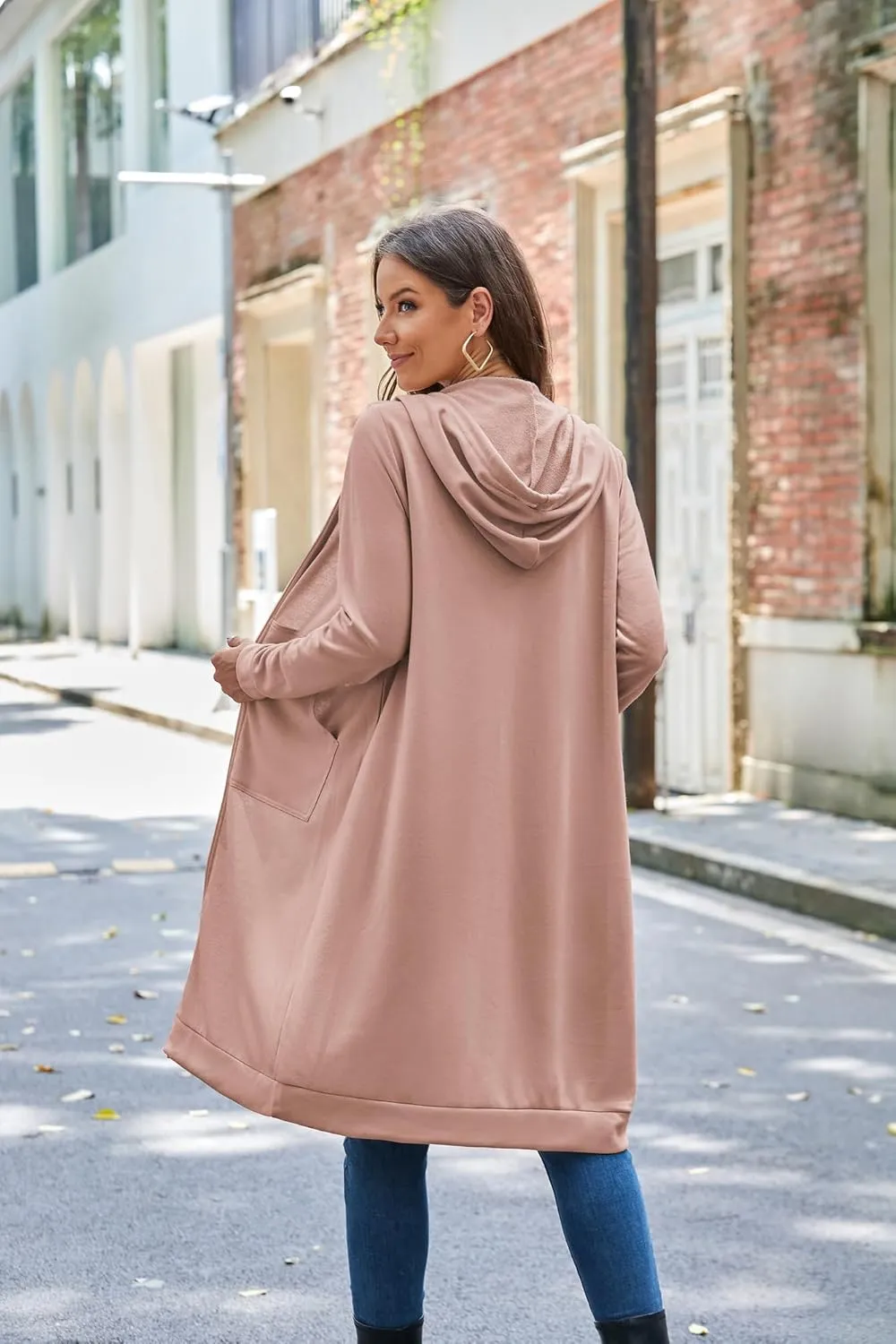 GRACE KARIN Women's Casual Pockets Zip up Hoodies Tunic Sweatshirt Long Hoodie Jacket