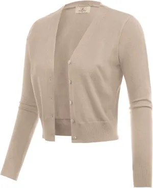 GRACE KARIN Women's Open Front Knit Cropped Bolero Shrug Cardigan Sweater Long Sleeve (S-4XL)