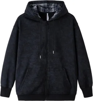 GURUNVANI Oversized Mens Vintage Zip Up Hoodies Tie Dye Patchwork Streetwear Sweatshirt
