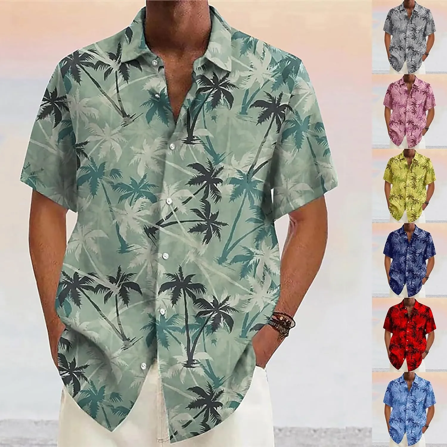 Hawaiian Style Shirt for Men 3D Digital Print 2024 Summer Beach Vacation Casual Lapel Shirts Light Combat Button Tops