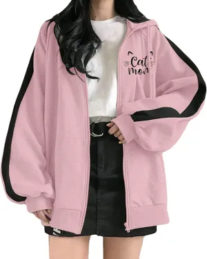 Hoodie Blazer for Women Full Zip Up Long Sleeve Open Front Workout Sweatshirts with Drawstring Hood Oversized Jackets