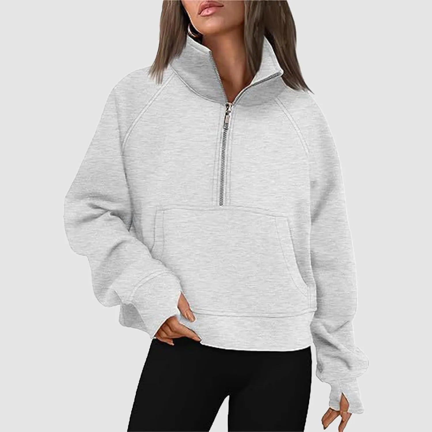 Hoodies for Women Womens Sweatshirts Half Zip Cropped Pullover Fleece Quarter Zipper Hoodies Fall outfits Clothes