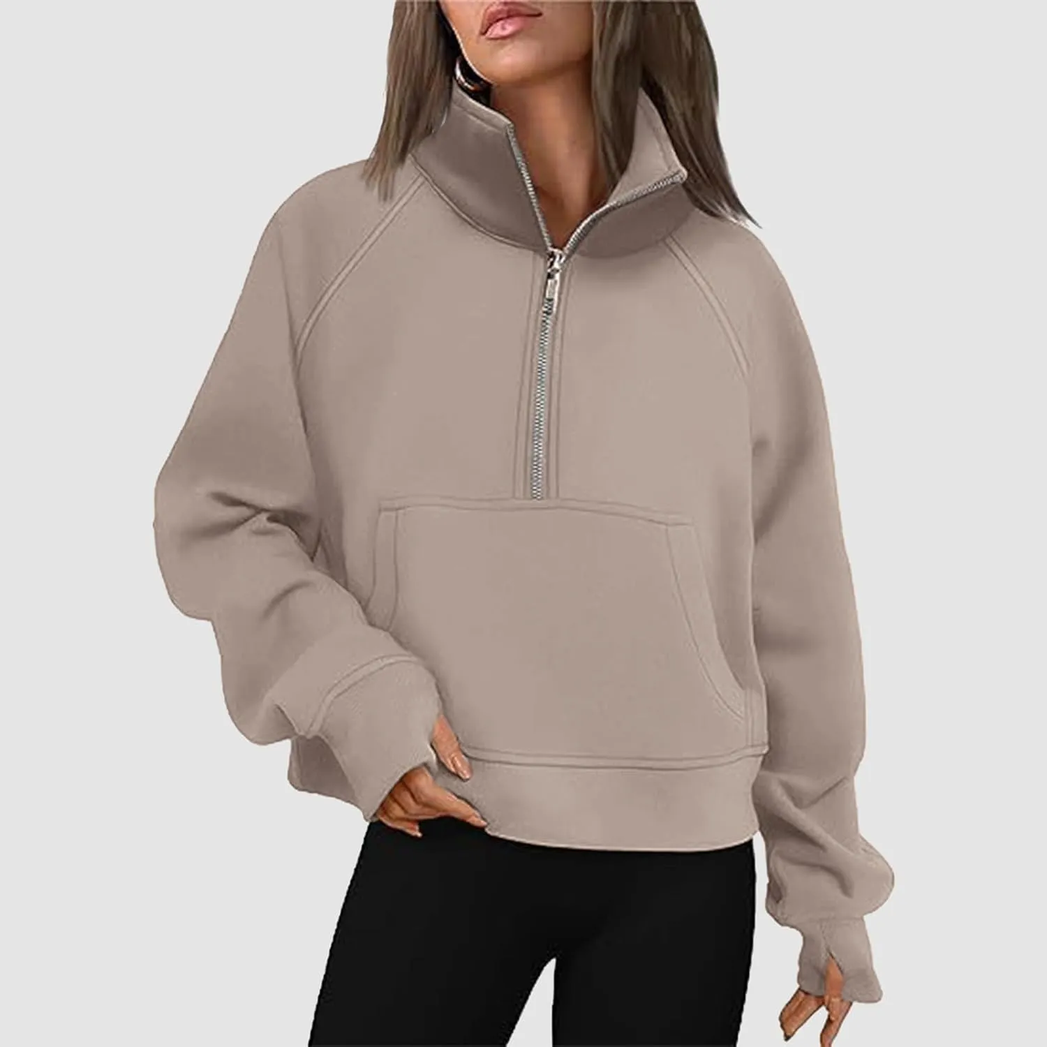 Hoodies for Women Womens Sweatshirts Half Zip Cropped Pullover Fleece Quarter Zipper Hoodies Fall outfits Clothes