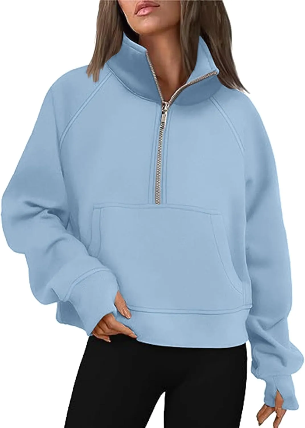 Hoodies for Women Womens Sweatshirts Half Zip Cropped Pullover Fleece Quarter Zipper Hoodies Fall outfits Clothes