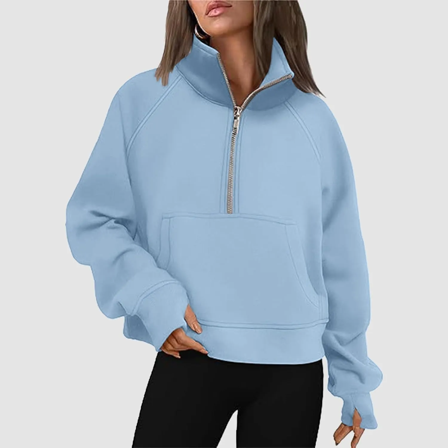 Hoodies for Women Womens Sweatshirts Half Zip Cropped Pullover Fleece Quarter Zipper Hoodies Fall outfits Clothes