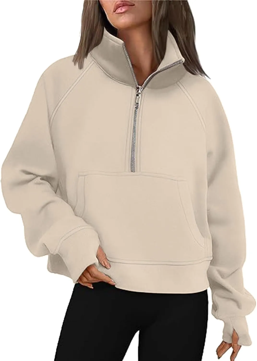 Hoodies for Women Womens Sweatshirts Half Zip Cropped Pullover Fleece Quarter Zipper Hoodies Fall outfits Clothes