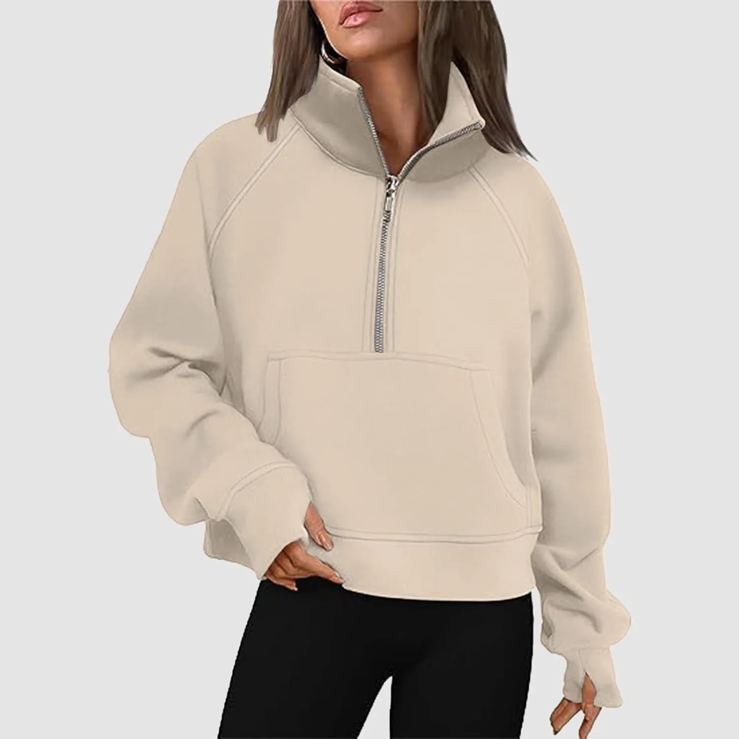 Hoodies for Women Womens Sweatshirts Half Zip Cropped Pullover Fleece Quarter Zipper Hoodies Fall outfits Clothes