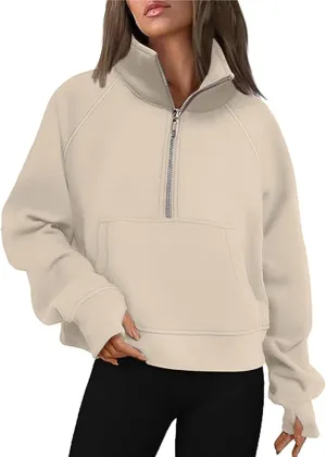Hoodies for Women Womens Sweatshirts Half Zip Cropped Pullover Fleece Quarter Zipper Hoodies Fall outfits Clothes