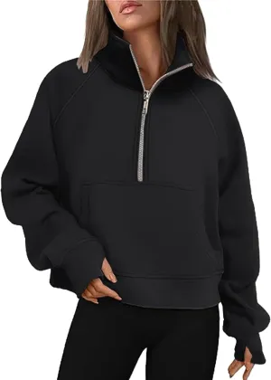 Hoodies for Women Womens Sweatshirts Half Zip Cropped Pullover Fleece Quarter Zipper Hoodies Fall outfits Clothes