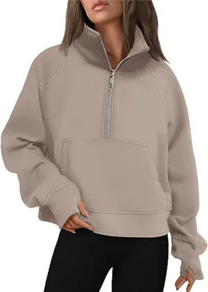 Hoodies for Women Womens Sweatshirts Half Zip Cropped Pullover Fleece Quarter Zipper Hoodies Fall outfits Clothes