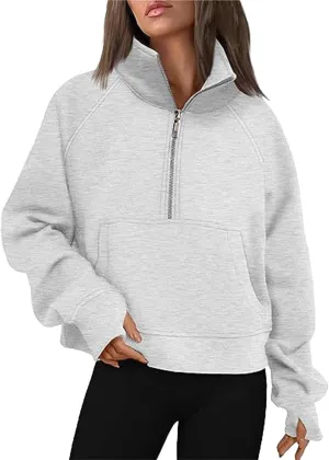 Hoodies for Women Womens Sweatshirts Half Zip Cropped Pullover Fleece Quarter Zipper Hoodies Fall outfits Clothes