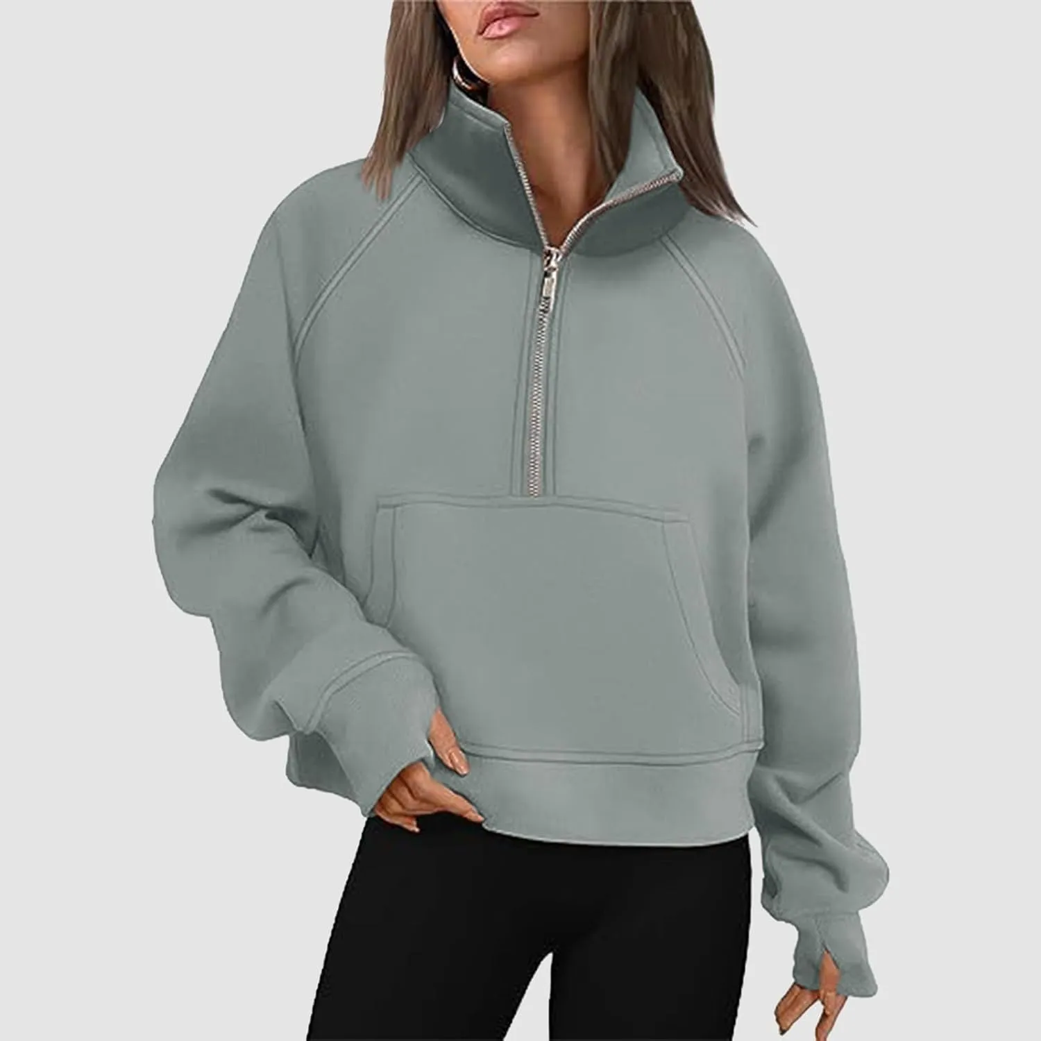 Hoodies for Women Womens Sweatshirts Half Zip Cropped Pullover Fleece Quarter Zipper Hoodies Fall outfits Clothes