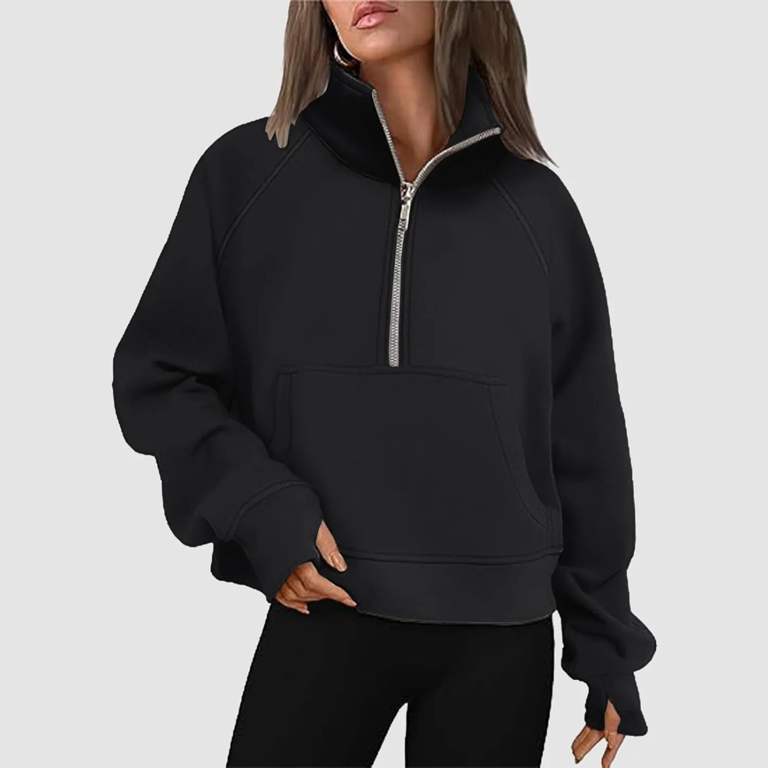 Hoodies for Women Womens Sweatshirts Half Zip Cropped Pullover Fleece Quarter Zipper Hoodies Fall outfits Clothes