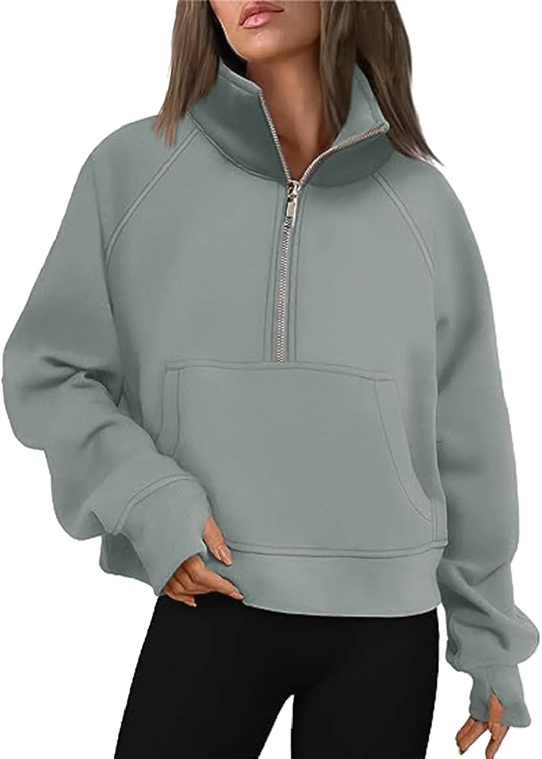 Hoodies for Women Womens Sweatshirts Half Zip Cropped Pullover Fleece Quarter Zipper Hoodies Fall outfits Clothes