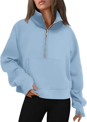 Hoodies for Women Womens Sweatshirts Half Zip Cropped Pullover Fleece Quarter Zipper Hoodies Fall outfits Clothes
