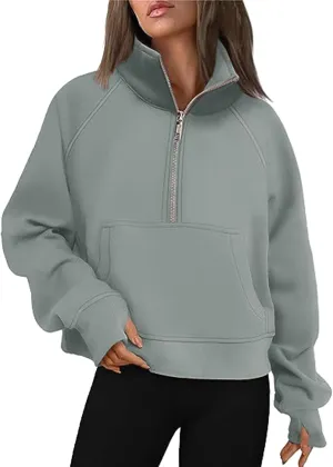 Hoodies for Women Womens Sweatshirts Half Zip Cropped Pullover Fleece Quarter Zipper Hoodies Fall outfits Clothes