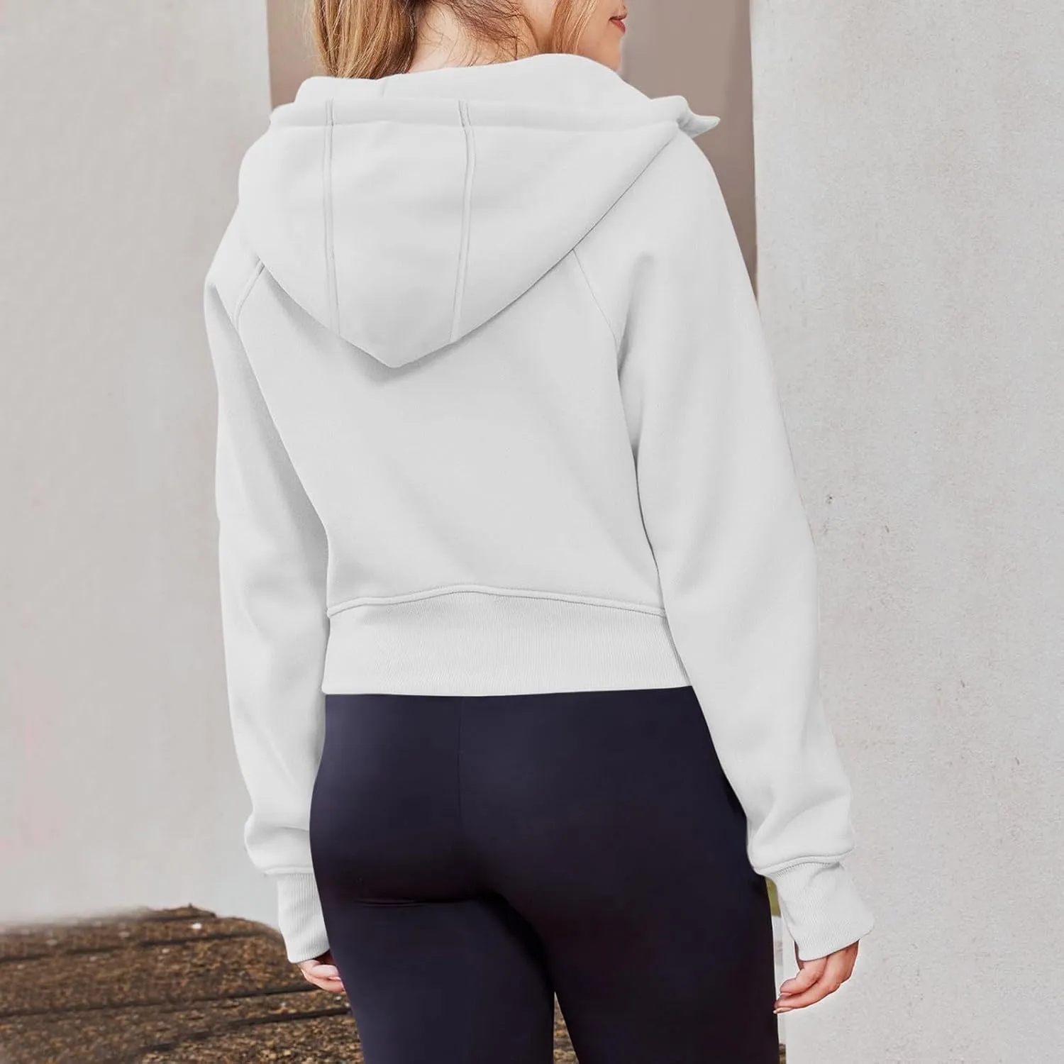 Hoodies for Women Womens Zip Up Hoodie Cropped Sweatshirts Thumb Hole Fleece Jackets for Women Trendy