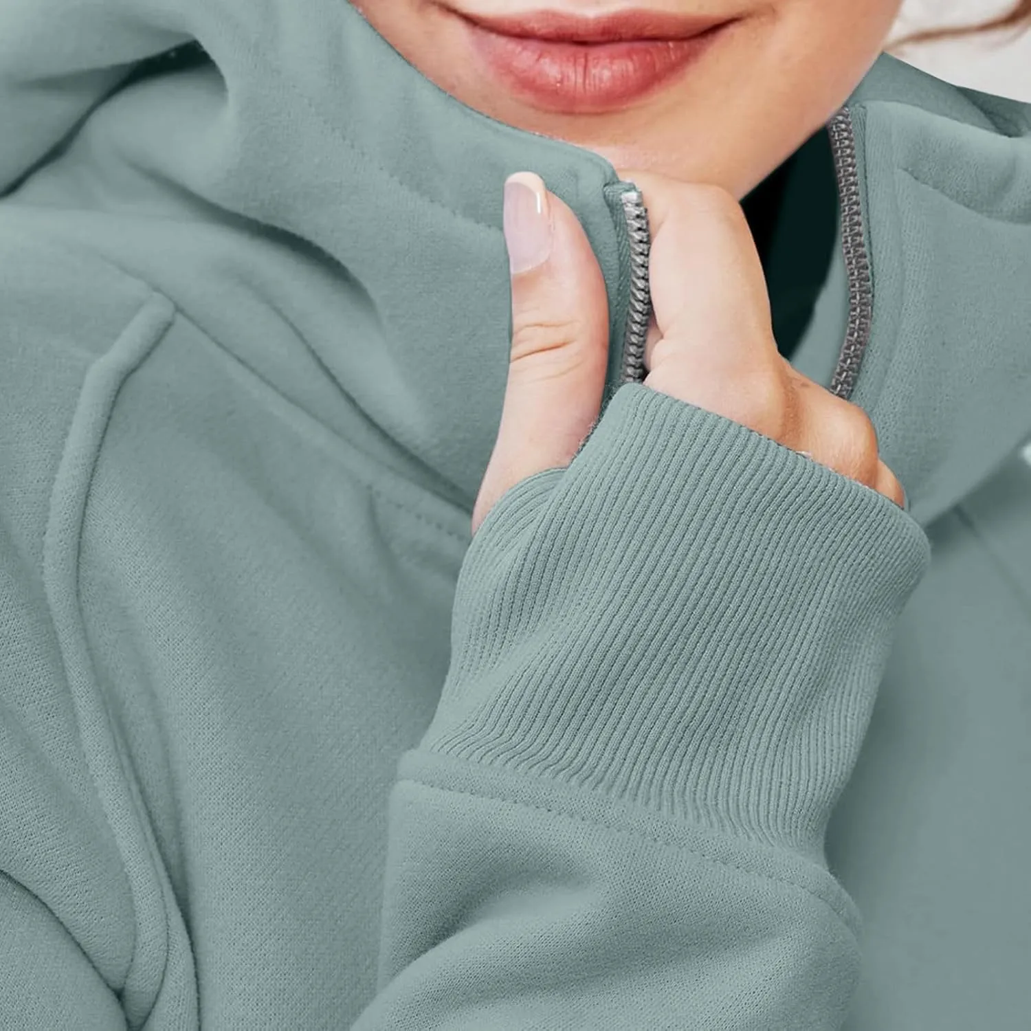 Hoodies for Women Womens Zip Up Hoodie Cropped Sweatshirts Thumb Hole Fleece Jackets for Women Trendy
