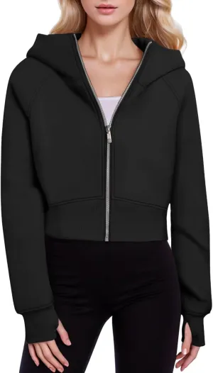 Hoodies for Women Womens Zip Up Hoodies Cropped Sweatshirts Fleece Jackets Fall Outfits Casual Hooded Y2k Tops Winter