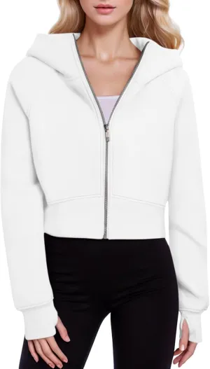 Hoodies for Women Womens Zip Up Hoodies Cropped Sweatshirts Fleece Jackets Fall Outfits Casual Hooded Y2k Tops Winter
