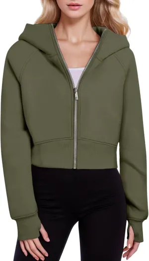Hoodies for Women Womens Zip Up Hoodies Cropped Sweatshirts Fleece Jackets Fall Outfits Casual Hooded Y2k Tops Winter