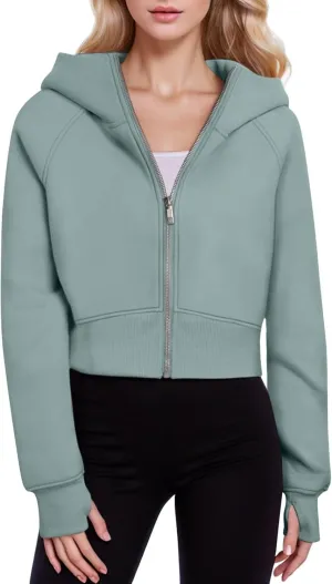 Hoodies for Women Womens Zip Up Hoodies Cropped Sweatshirts Fleece Jackets Fall Outfits Casual Hooded Y2k Tops Winter