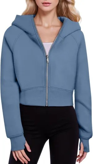 Hoodies for Women Womens Zip Up Hoodies Cropped Sweatshirts Fleece Jackets Fall Outfits Casual Hooded Y2k Tops