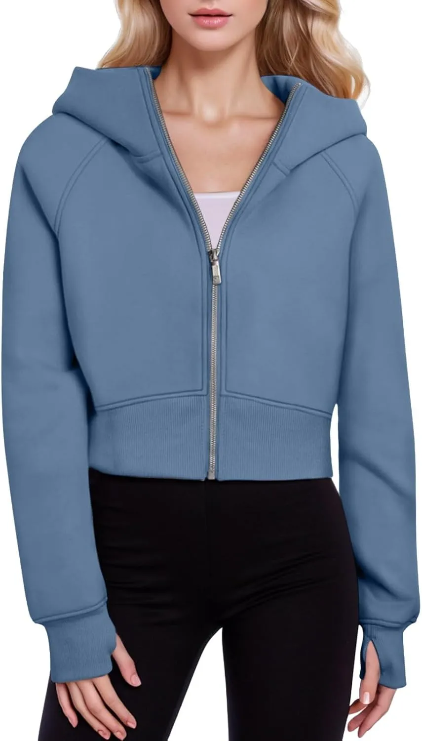 Hoodies for Women Womens Zip Up Hoodies Cropped Sweatshirts Fleece Jackets Fall Outfits Casual Hooded Y2k Tops