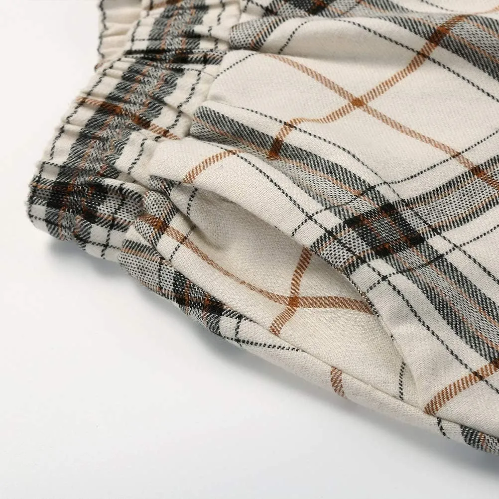 IDEALSANXUN Women’s Plaid Skirt Elastic Waist A-line Midi Pleated Skirts
