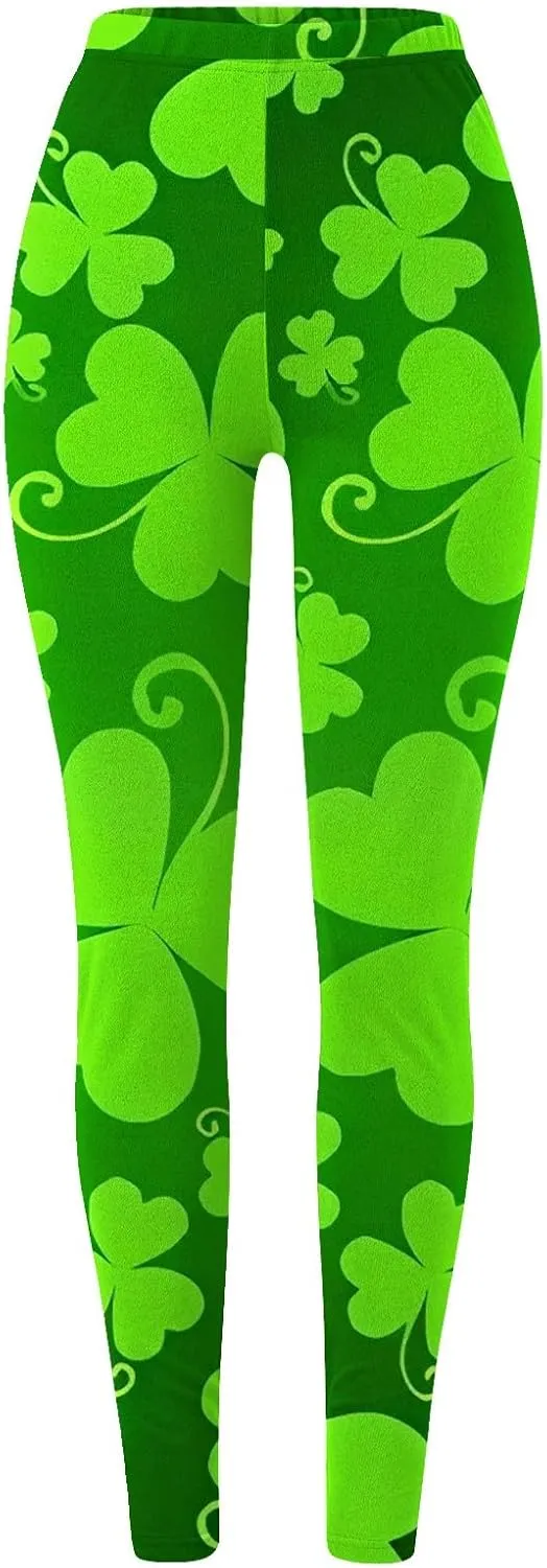 Irish's Butterfly Leggings for Women Green Pattern Leg Leggings Soft Leggings Women with Pockets