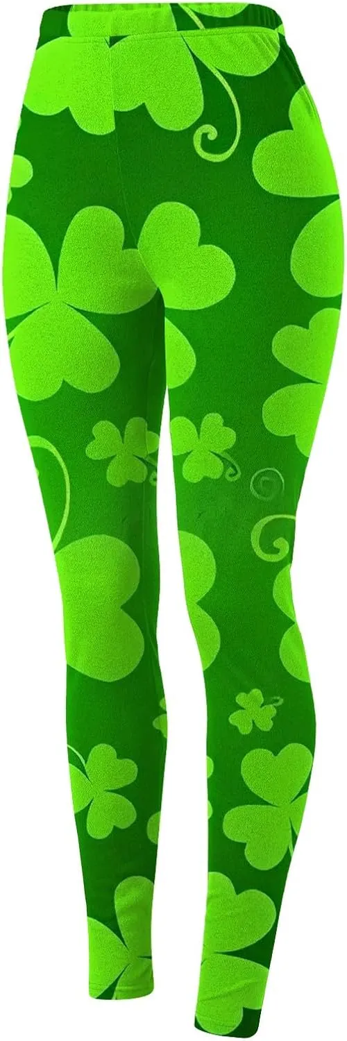 Irish's Butterfly Leggings for Women Green Pattern Leg Leggings Soft Leggings Women with Pockets