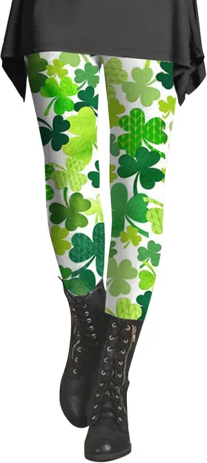 Irish's Butterfly Leggings for Women Green Pattern Leg Leggings Soft Leggings Women with Pockets