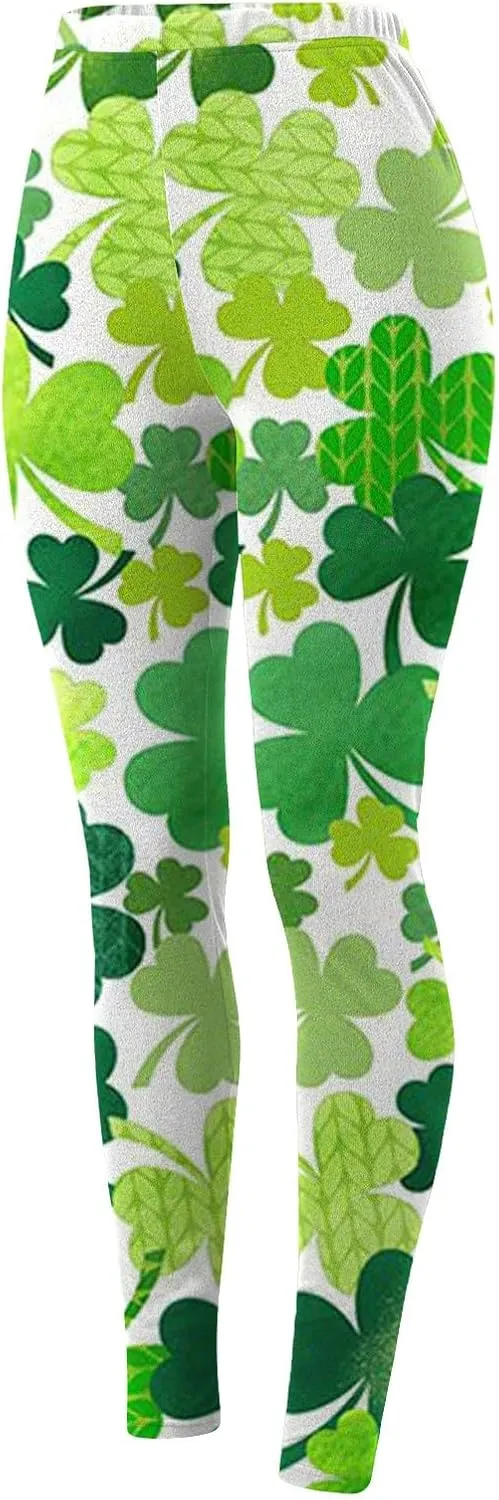 Irish's Butterfly Leggings for Women Green Pattern Leg Leggings Soft Leggings Women with Pockets