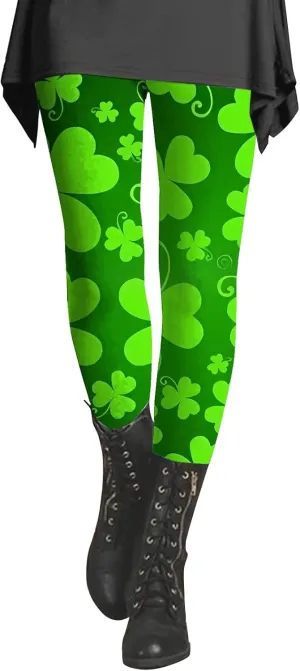 Irish's Butterfly Leggings for Women Green Pattern Leg Leggings Soft Leggings Women with Pockets