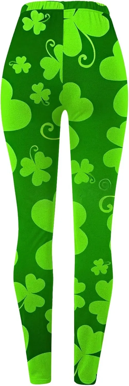 Irish's Butterfly Leggings for Women Green Pattern Leg Leggings Soft Leggings Women with Pockets