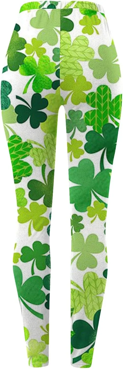 Irish's Butterfly Leggings for Women Green Pattern Leg Leggings Soft Leggings Women with Pockets