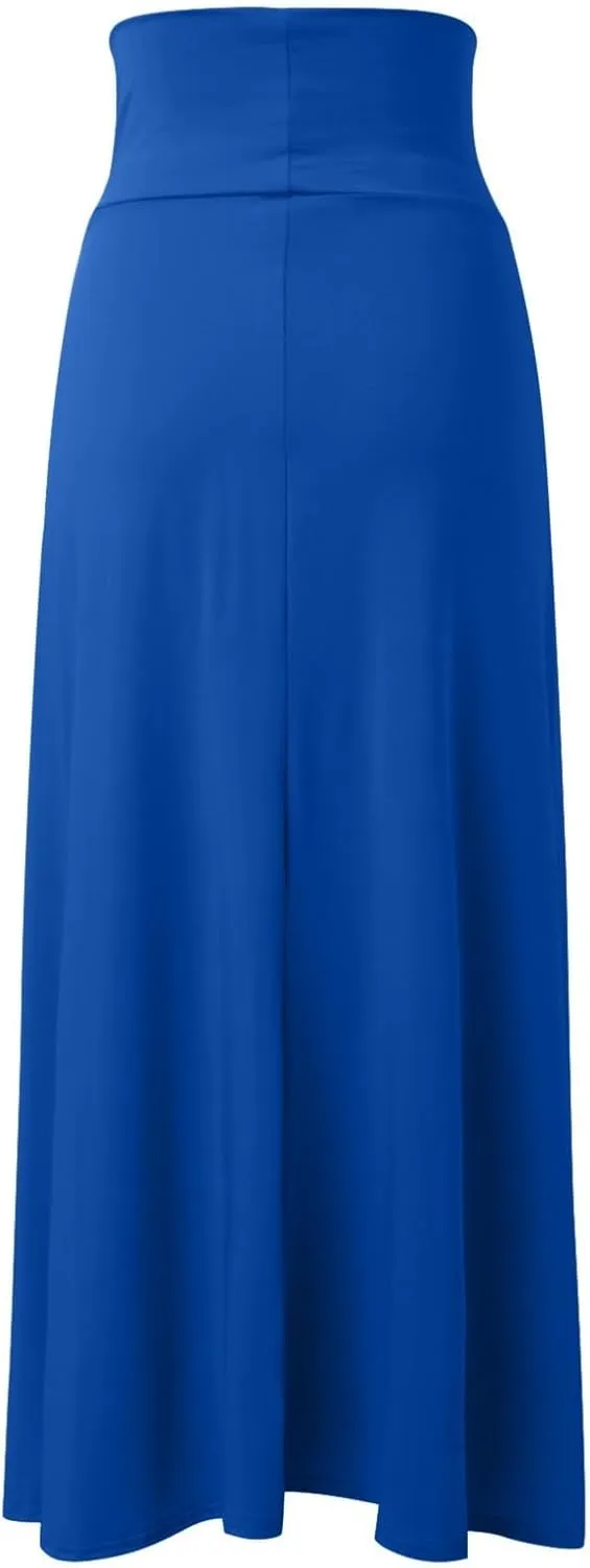 JiXiang Women's Maxi Skirt Sexy High Waisted Double Slits Open Long Dress Flowy Beach Swimsuit Cover Up Bikini Skirt