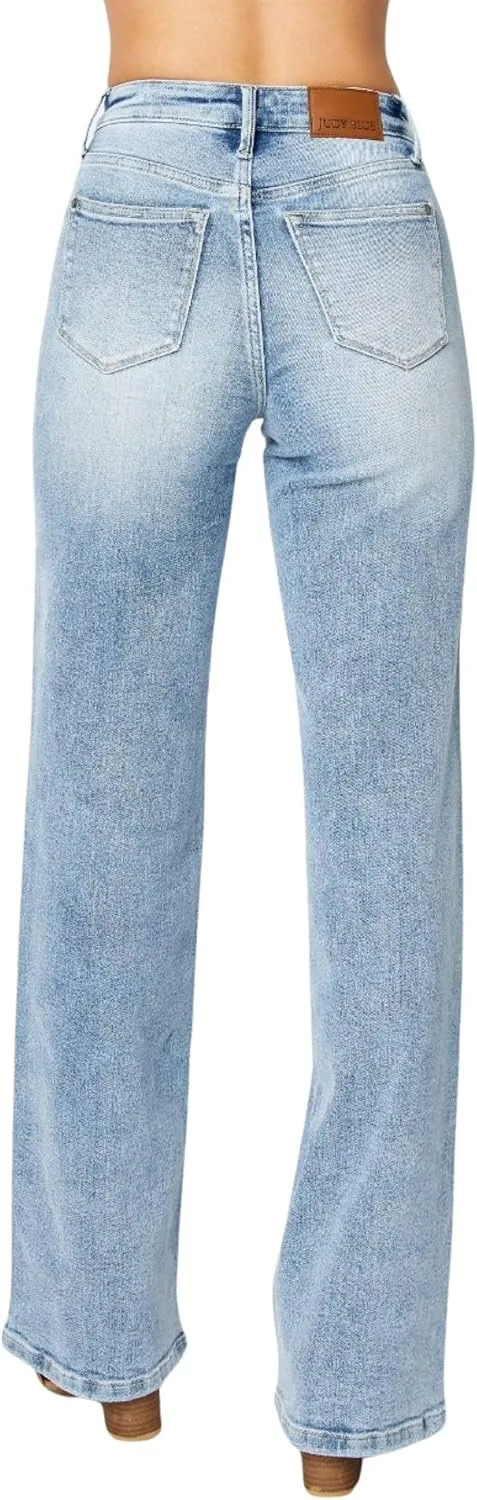 Judy Blue Women's High Waist Front Yoke Retro Wide Leg Jeans